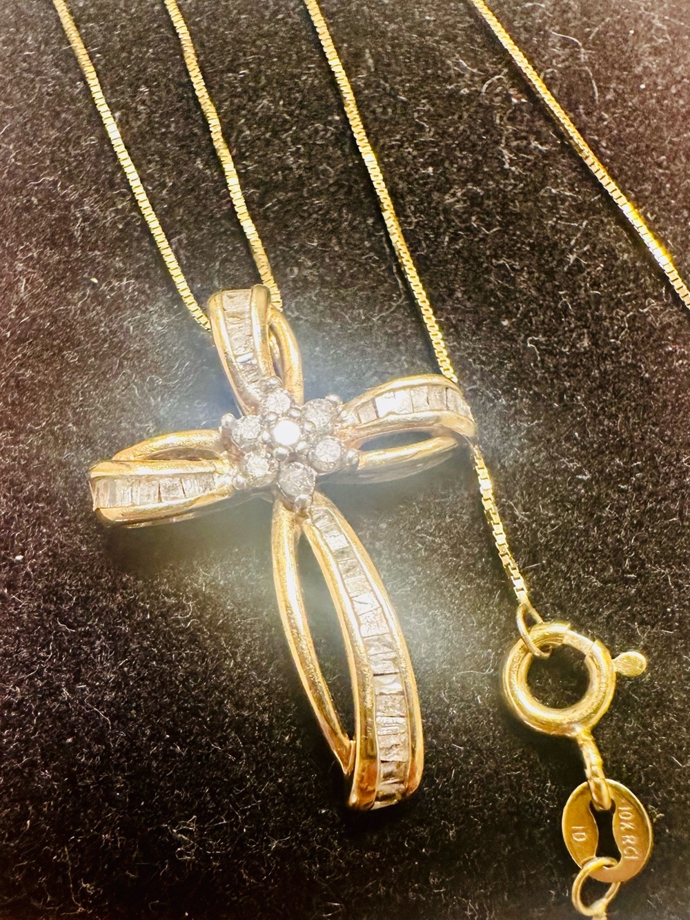 Lk New XL 10K Gold Diamond Cross Necklace 1.5 Ct Natural Diamond solid 10K gold